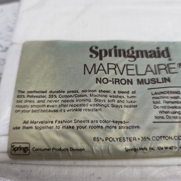 Vintage NOS Marvelaire Springmaid Floral Wild Rose Double Sheet Set Pillowcases - Picture 11 of 11